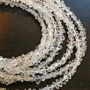 3-4mm Natural Herkimer Diamond Quartz , Double Terminated Quartz Beads, Highest Quality, Select Your Length