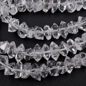 AAA Grade Super Clear Natural Herkimer Diamond Quartz Beads Double Terminated Quartz With Black Anthraxolite Inclusion 16" Strand AAA Grade Super Clear Natural Herkimer Diamond Quartz Beads Double Terminated Quartz With Black Anthraxolite Inclusion 16" Strand