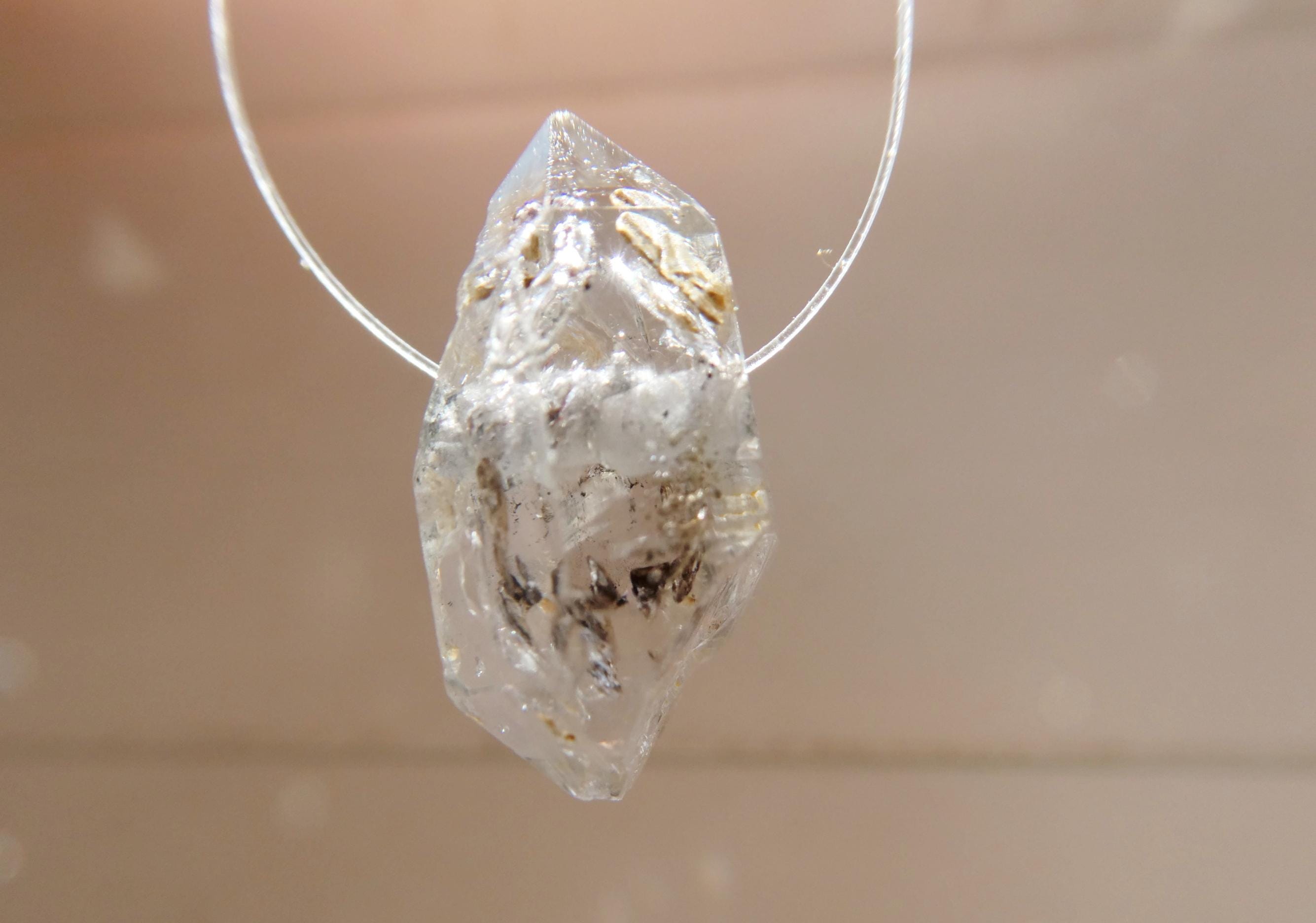 Herkimer Diamond Crystal Point Bead- 17mm Double Terminated-1 Large Focal Pc-gemstone-jewelry Making-natural Craft Beads