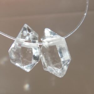 Herkimer Diamond Crystals 9mm Beads- 2 Pcs Double Terminated Gemstone- Jewelry Making-craft Beads