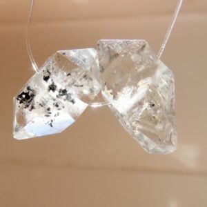 Herkimer Diamond Double Terminated Point Beads -2 Pcs Focal 13-14mm Gemstone-jewelry Making -craft Beads