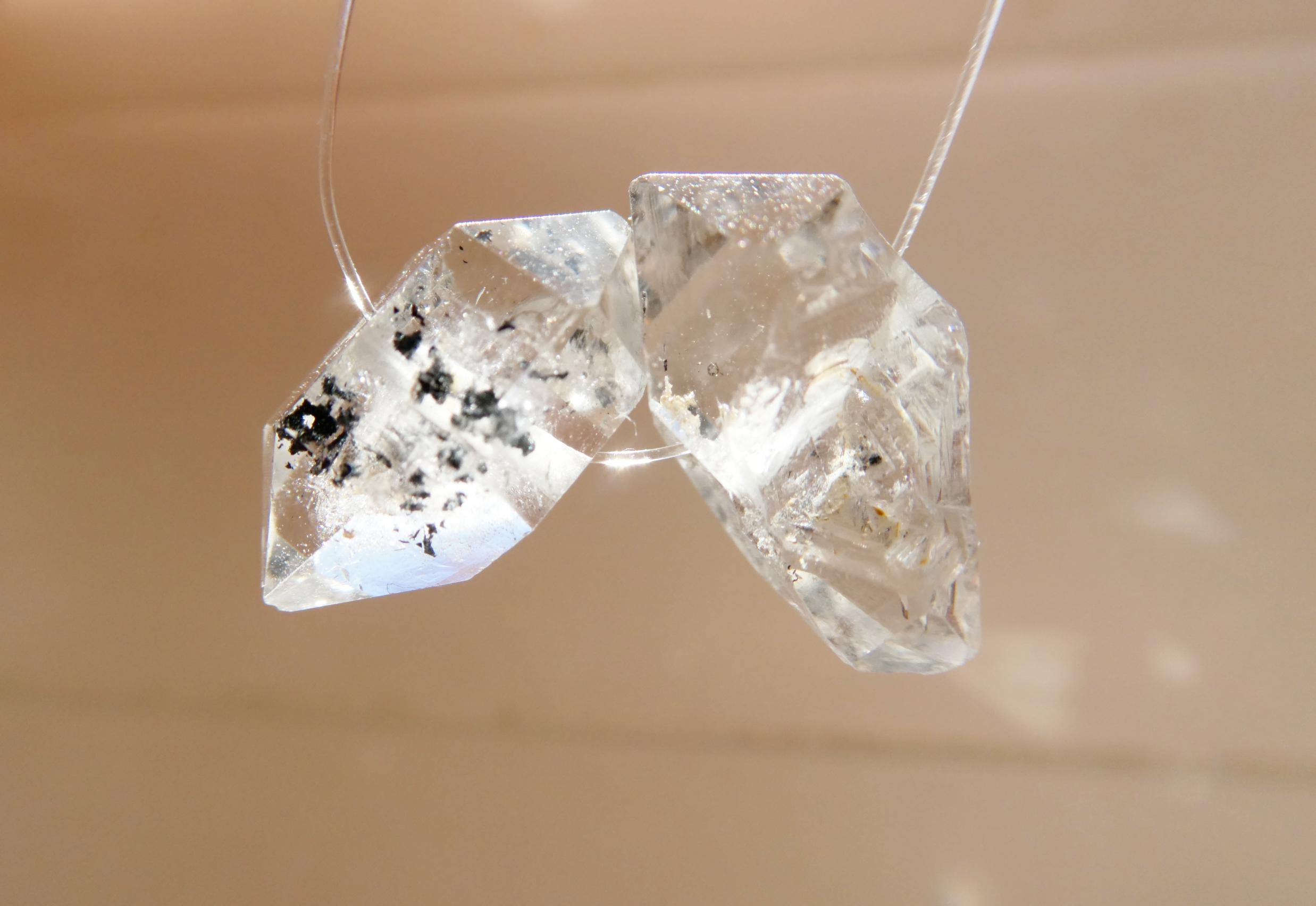 Herkimer Diamond 14mm Double Terminated Point Beads -2 Pcs Focal Gemstone-jewelry Making -craft Beads