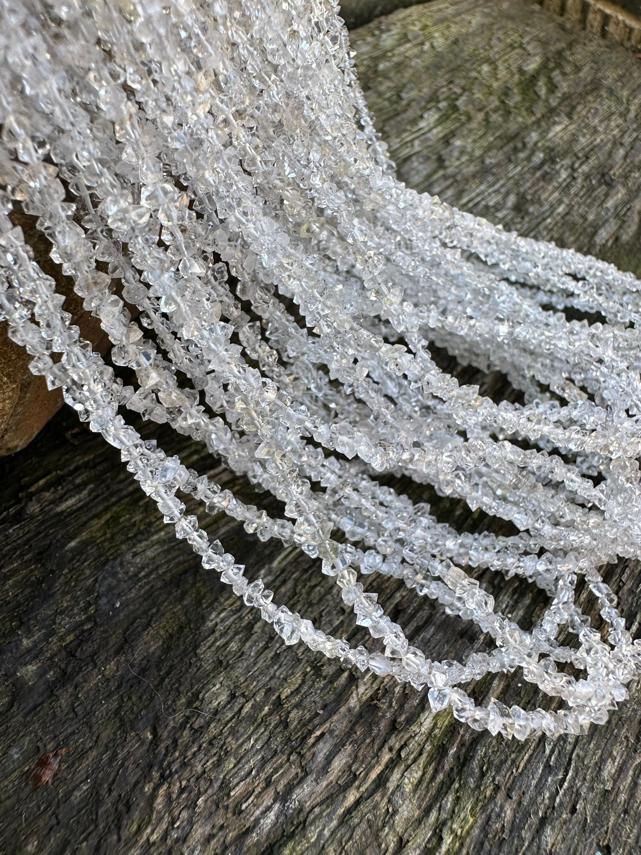 Herkimer Diamond Drilled Crystal Beads Super Sparkling Healing Gemstone Beads 3-4mm Approx