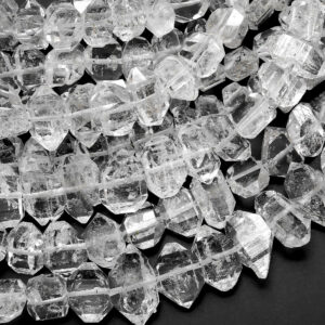 Extremely Rare AAA Grade Super Clear Natural Herkimer Diamond Quartz Flat Beads 8mm 10mm 12mm 12mm Double Pointed Quartz 16" Strand Extremely Rare AAA Grade Super Clear Natural Herkimer Diamond Quartz Flat Beads 8mm 10mm 12mm 12mm Double Pointed Quartz 16" Strand