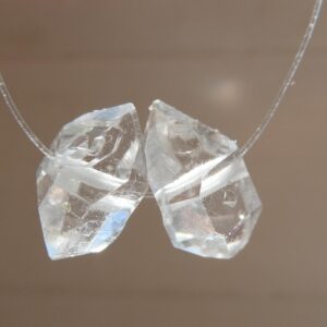 Herkimer Diamond Matching 11mm Beads-2 Pcs Terminated Crystals Center Drilled -focal Craft Beads-jewelry Making