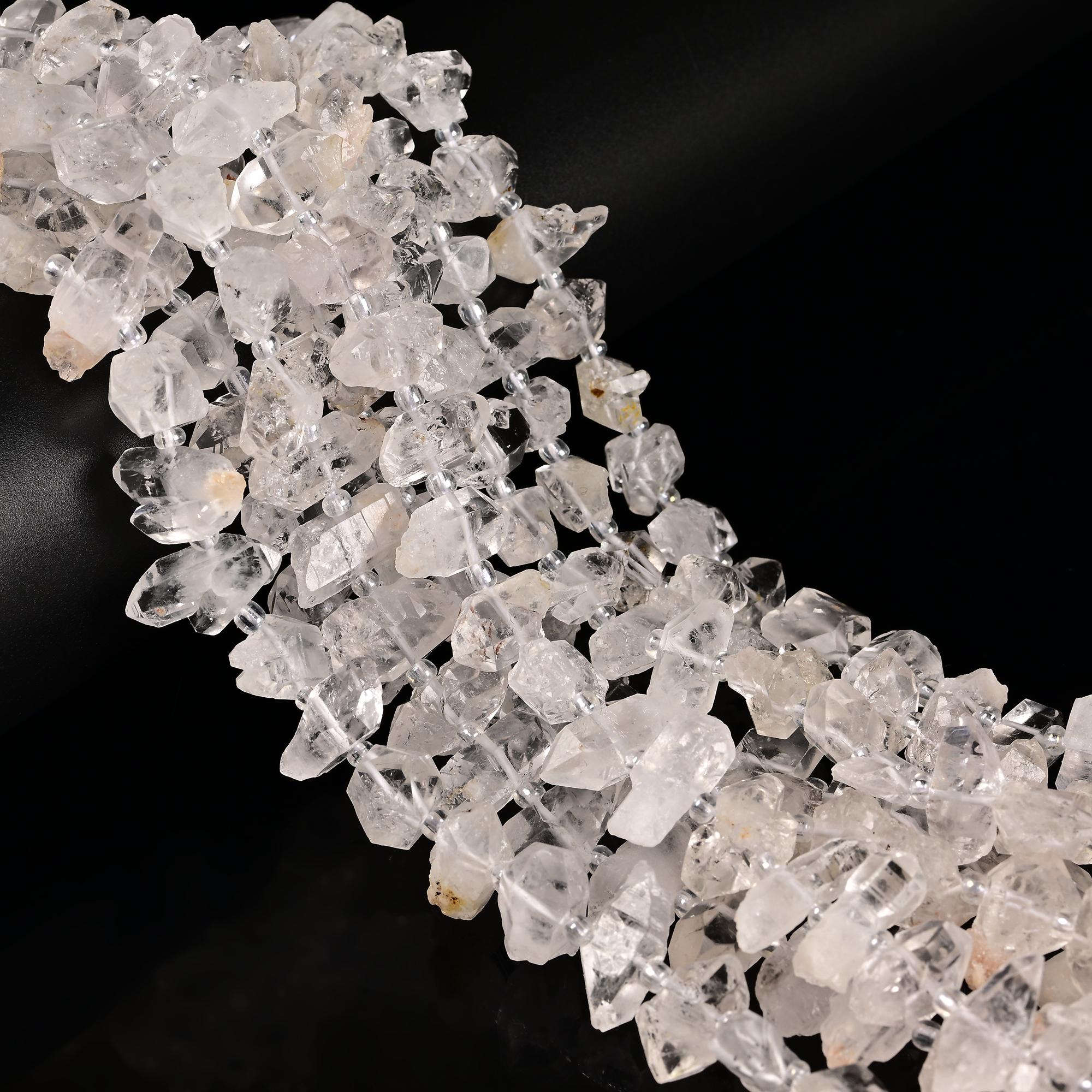 Natural Clear Herkimer Diamond Quartz Beads 5-7x8-13mm 6-9x12-15mm 15.5" Strand