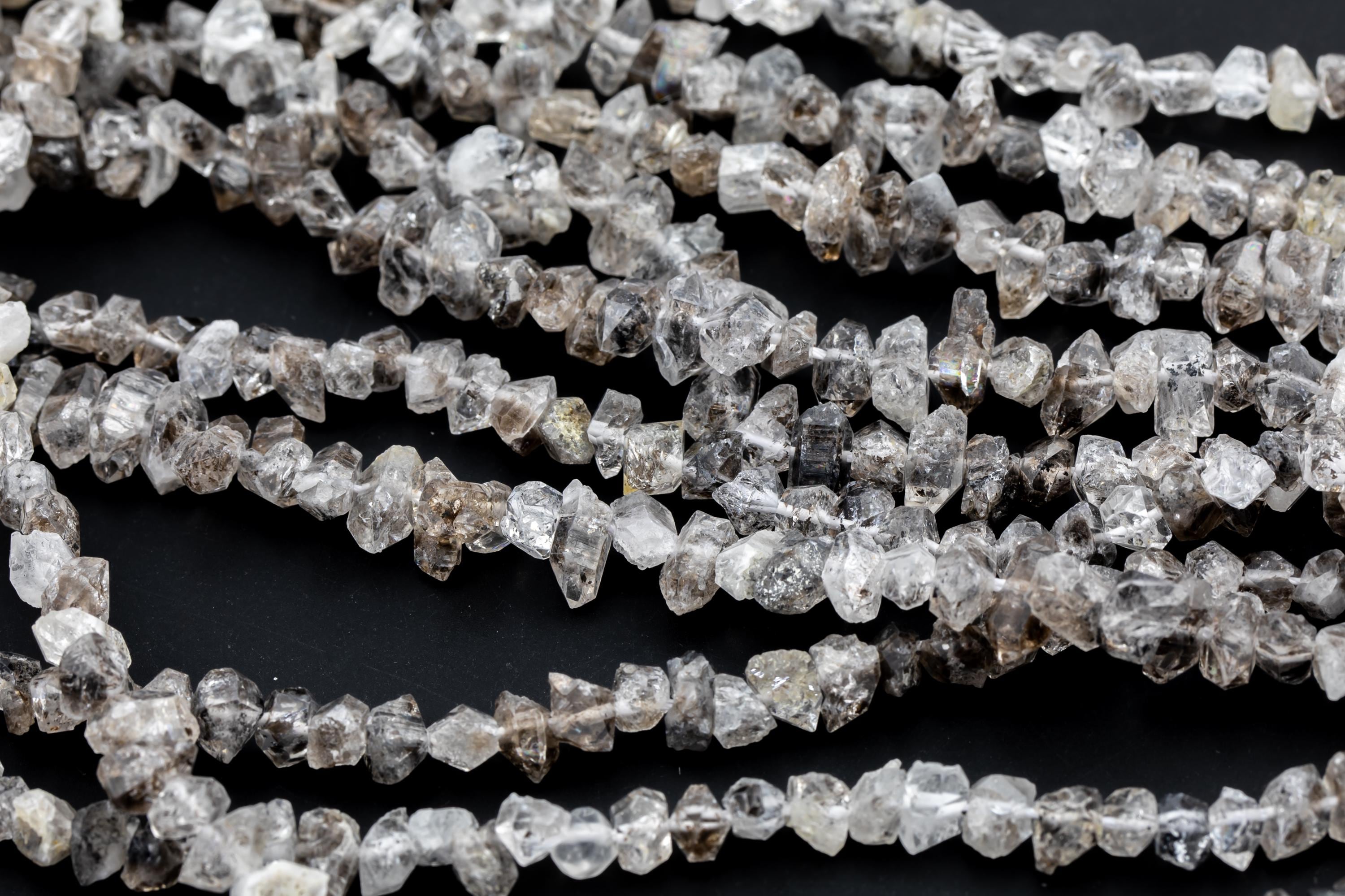 Natural Herkimer Diamond Quartz Chocolate Colored Beads 2.6mm Double Pointed Quartz 16"