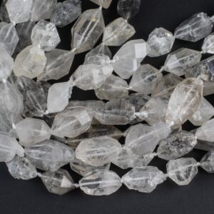 Natural Herkimer Diamond Quartz  Natural Shape beads. 15.5 inch strand One full strand- size and number of pieces in description