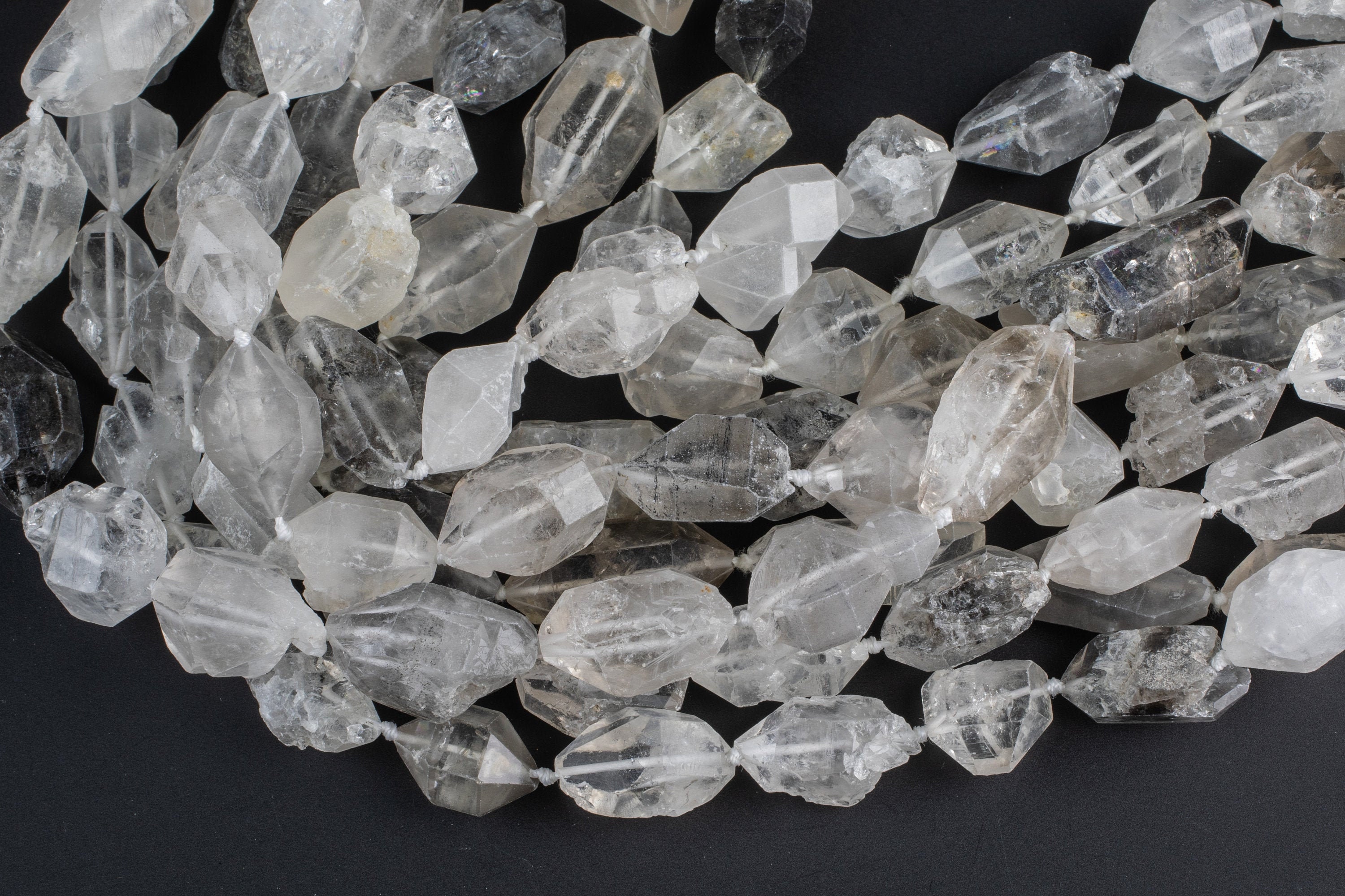 Natural Herkimer Diamond Quartz Natural Shape Beads. 15.5 Inch Strand One Full Strand- Size And Number Of Pieces In Description