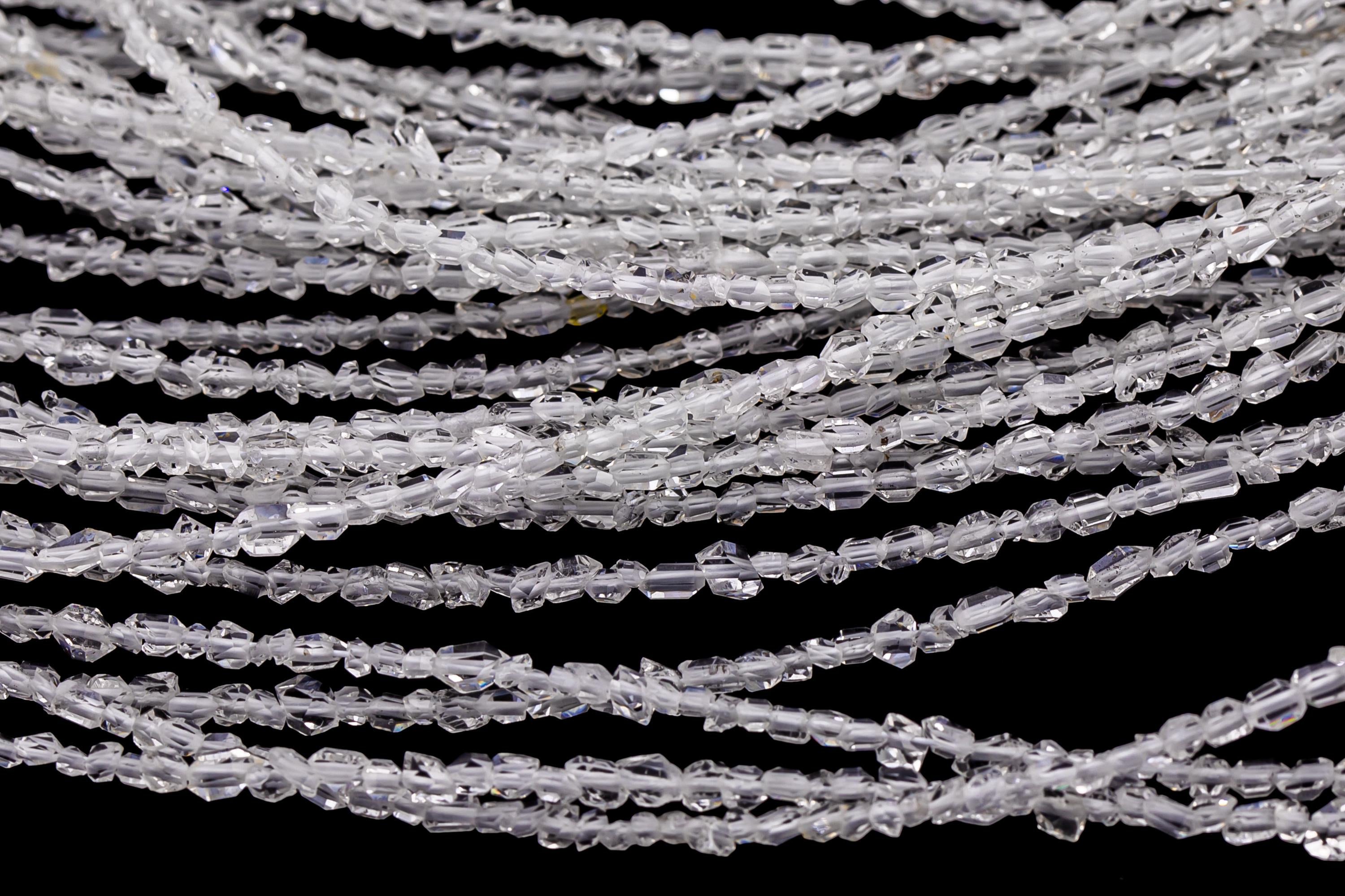 Super Clear Natural Herkimer Diamond Quartz Beads 2.6mm Double Pointed Quartz Around 14.5" Strand Top Drilled- Super Tiny