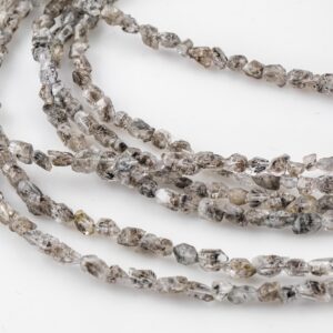 Super Clear Natural Herkimer Diamond Quartz Beads 6mm Double Pointed Quartz 14" Strand Top Drilled-