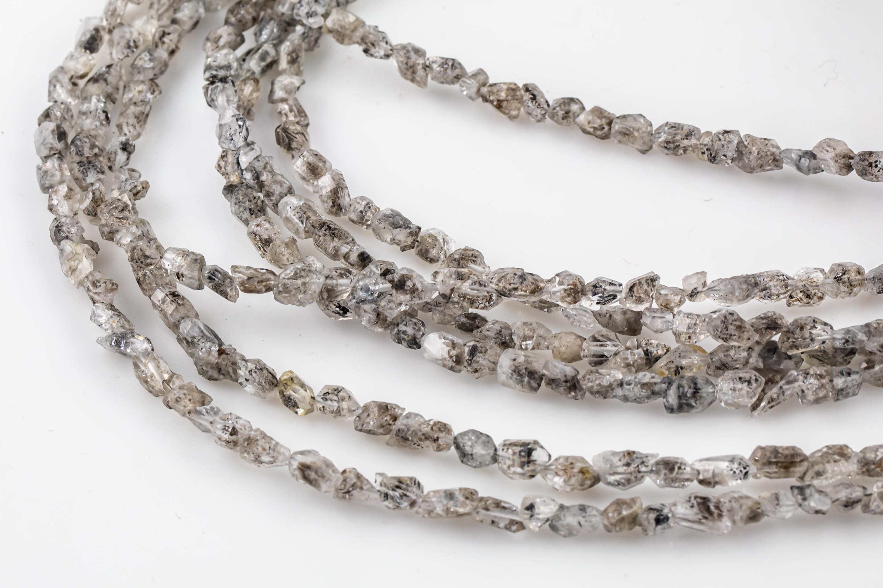 Super Clear Natural Herkimer Diamond Quartz Beads 6mm Double Pointed Quartz 14" Strand Top Drilled-