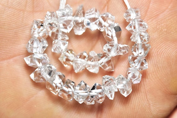 Superb Herkimer Diamond Quartz Beads -beautiful Clear Natural Shape 1mm Holes Diamond Quartz- Multiple Sizes Available As Per Your Need #105