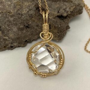 Herkimer Diamond 14k Gold Pendant Rare Stunningly Clear Genuine Ny Double Terminated Natural Quartz Crystal Wire Wrap Necklace Herkimer Diamond 14k Gold Pendant Rare Stunningly Clear Genuine Ny Double Terminated Natural Quartz Crystal Wire Wrap Necklace
