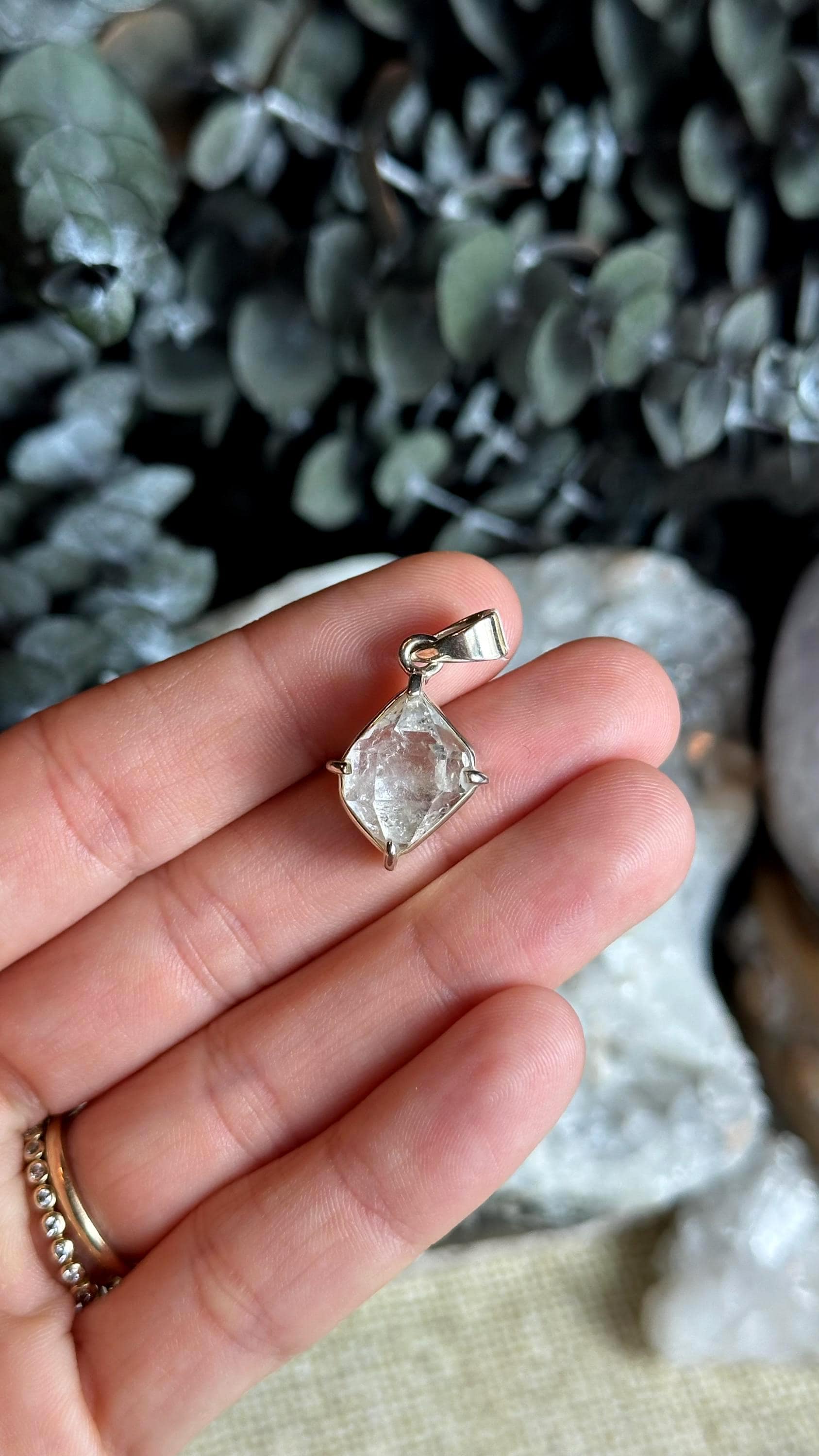 Aa Herkimer Diamond Crystal Pendant: Sterling Silver Necklace Aa Herkimer Diamond Crystal Pendant: Sterling Silver Necklace