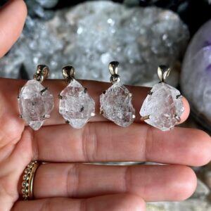 Herkimer Diamond Crystal Pendant Necklace: .925 Sterling Silver Herkimer Diamond Crystal Pendant Necklace: .925 Sterling Silver