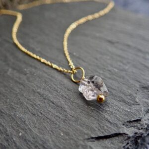 Dainty Herkimer Diamond Pendant Necklace, Raw Diamond Crystal Necklace, April Birthstone Gift For Her,small Gemstone Layering Necklace Dainty Herkimer Diamond Pendant Necklace, Raw Diamond Crystal Necklace, April Birthstone Gift For Her,small Gemstone Layering Necklace