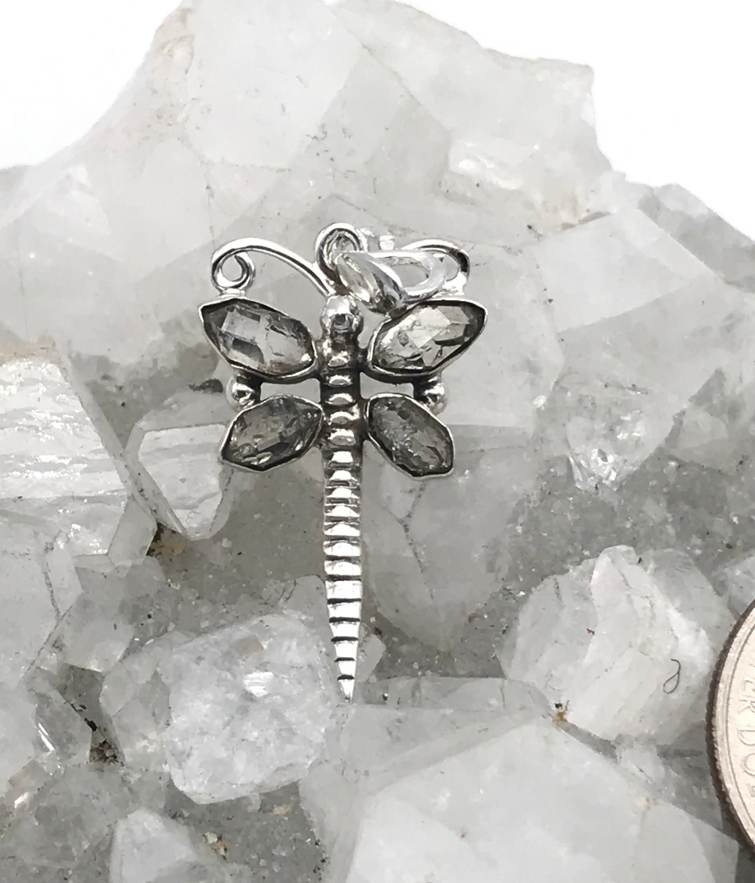 Herkimer Diamond Dragonfly Pendant