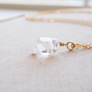 Herkimer Diamond Pendant, Gold Filled Necklace Herkimer Diamond Pendant, Gold Filled Necklace