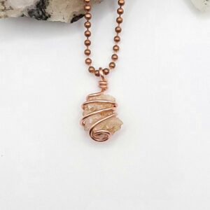 Golden Healer Quartz Necklace, Copper Wire Wrapped Golden Herkimer Pendant, Golden Healer Jewelry Golden Healer Quartz Necklace, Copper Wire Wrapped Golden Herkimer Pendant, Golden Healer Jewelry