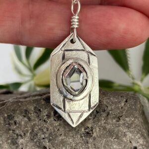 Handmade Ny Herkimer Diamond Crystal Pendant: Fine Silver Artisan Jewelry Handmade Ny Herkimer Diamond Crystal Pendant: Fine Silver Artisan Jewelry