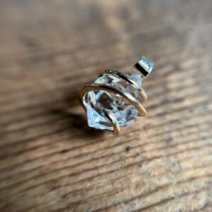 Herkimer Diamond In 14k Gold Pendant