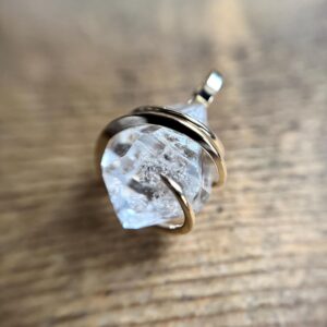 Herkimer diamond in 14k gold pendant Herkimer diamond in 14k gold pendant