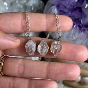 Multi Stone Herkimer Diamond Sterling Silver Pendant Necklace: 3 Stone Necklace Multi Stone Herkimer Diamond Sterling Silver Pendant Necklace: 3 Stone Necklace
