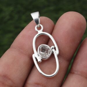 Natural Herkimer Diamond Pendant Necklace, 925 Sterling Silver Pendant, Herkimer Quartz Pendant, Crystal Pendant, Handmade Designer Pendant Natural Herkimer Diamond Pendant Necklace, 925 Sterling Silver Pendant, Herkimer Quartz Pendant, Crystal Pendant, Handmade Designer Pendant