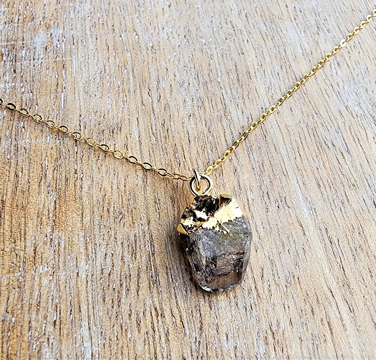 Herkimer Diamond Pendant Necklace Gold, 18 Inch Necklace, Everyday Layering Necklace, Classic Necklace, Pretty Diamond Quartz Necklace