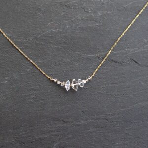Herkimer Diamond Necklace Gold, April Birthstone, Herkimer Diamond Pendant, Herkimer Quartz, Raw Diamond Necklace, Birthday Gift For Her