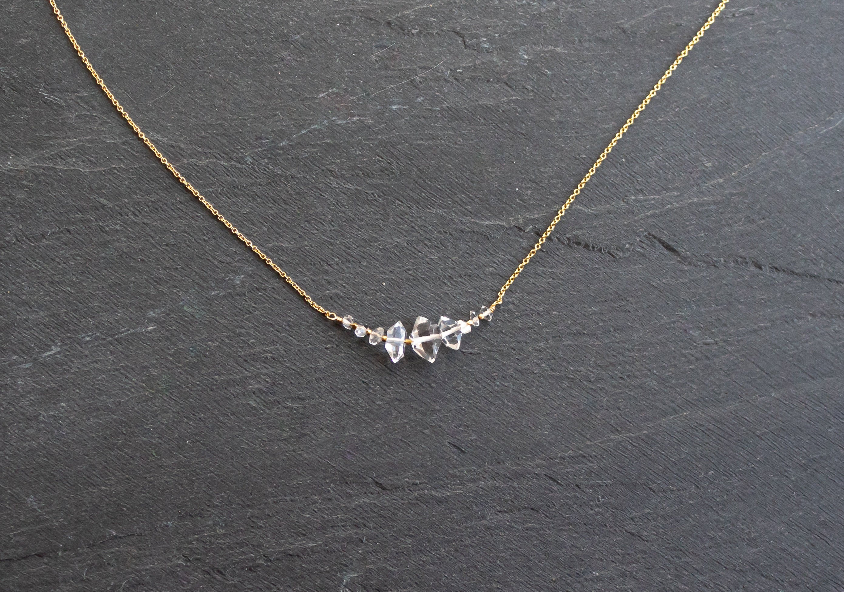 Herkimer Diamond Necklace Gold, April Birthstone, Herkimer Diamond Pendant, Herkimer Quartz, Raw Diamond Necklace, Birthday Gift For Her