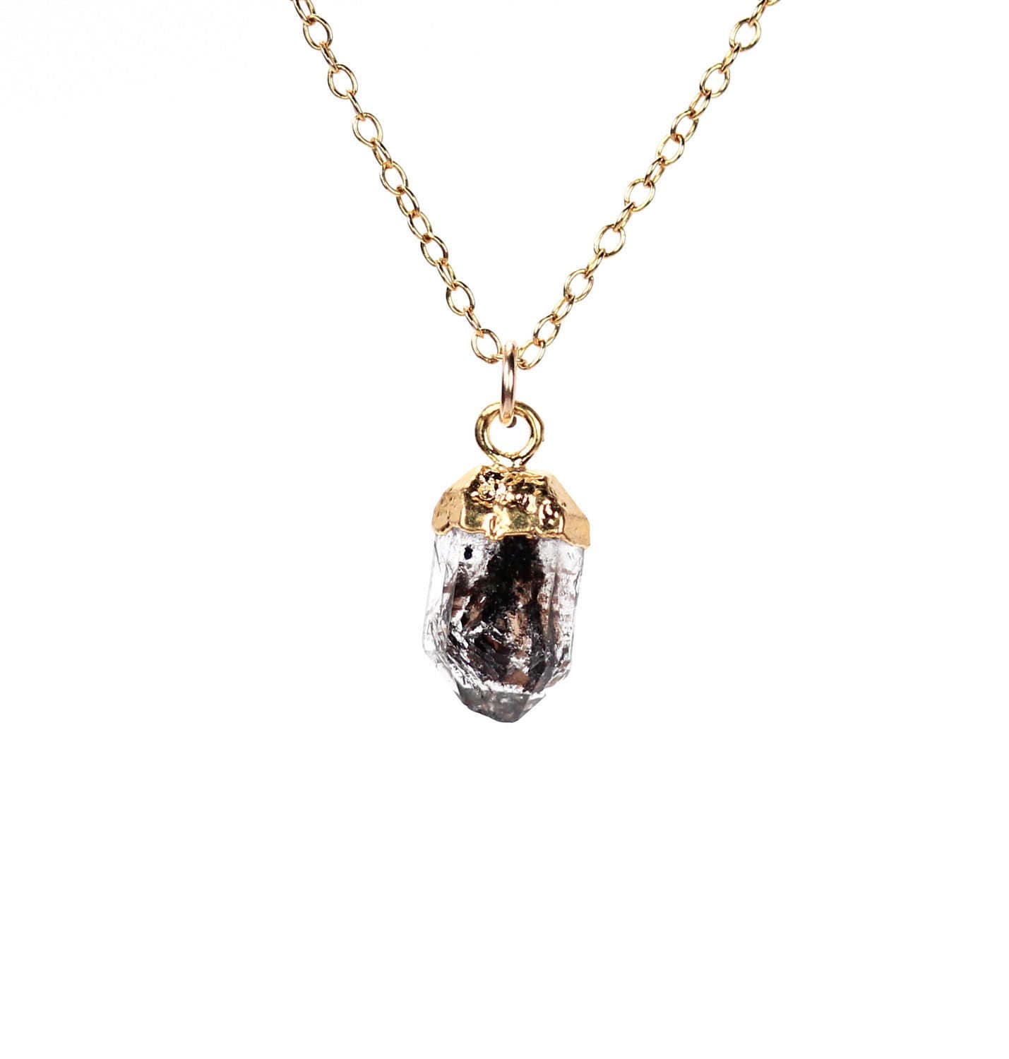 Herkimer Diamond Necklace: Natural Quartz Pendant On A 14k Gold Filled Chain
