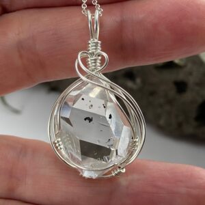 Herkimer Diamond Pendant Necklace: Natural Quartz Genuine Ny Mined Quartz Crystal, Sterling Silver Herkimer Diamond Pendant Necklace: Natural Quartz Genuine Ny Mined Quartz Crystal, Sterling Silver