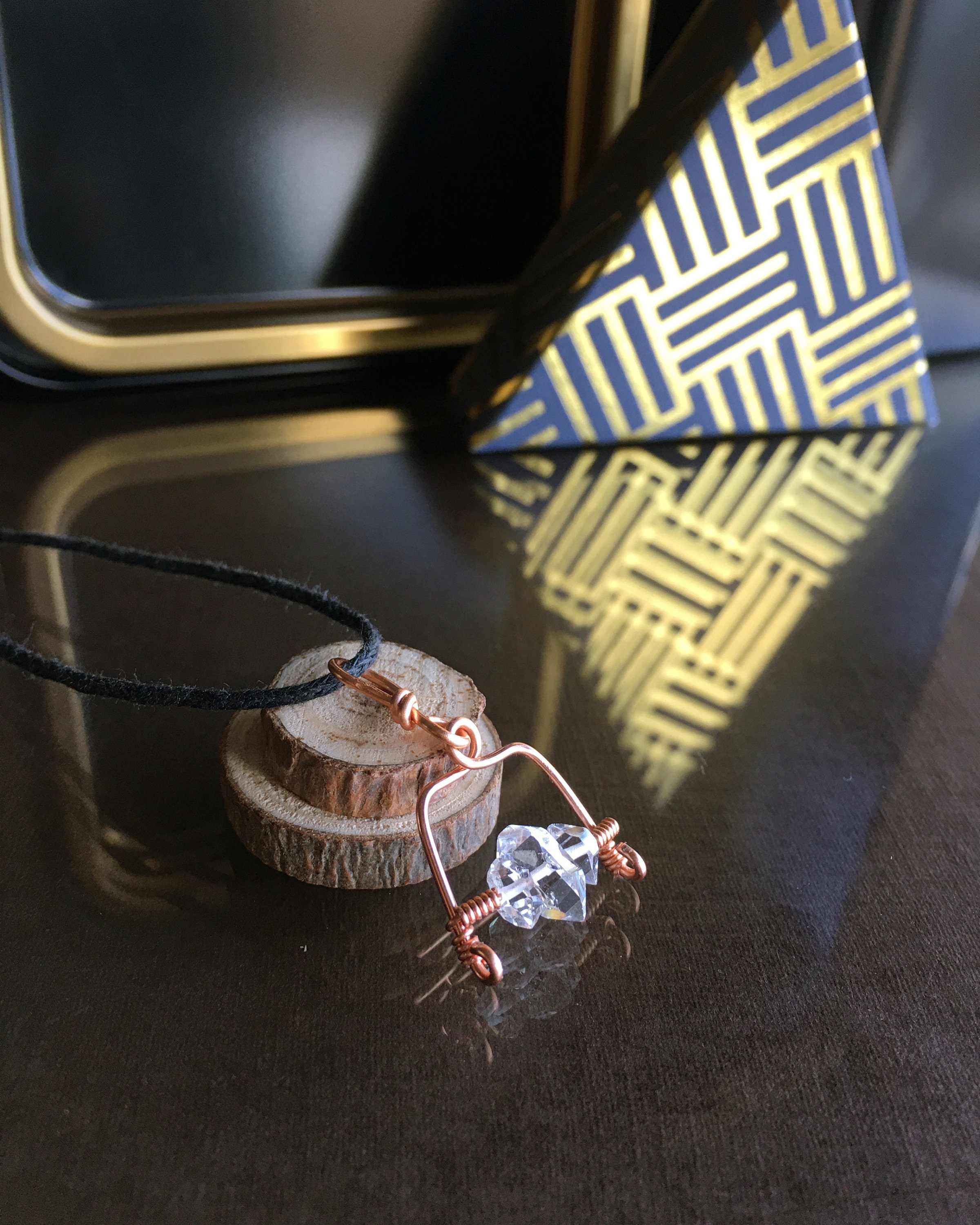 Herkimer Diamond Pendant Necklace: Raw Crystal Quartz Jewelry Gift