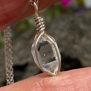Ny Herkimer Diamond Sterling Silver Pendant, Natural Quartz Crystal Necklace Handmade In Usa Ny Herkimer Diamond Sterling Silver Pendant, Natural Quartz Crystal Necklace Handmade In Usa