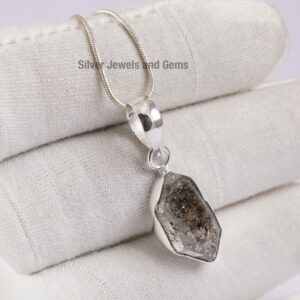 Herkimer Diamond Pendant, Raw Gemstone, 925 Sterling Silver, Handmade Necklace Herkimer Diamond Pendant, Raw Gemstone, 925 Sterling Silver, Handmade Necklace