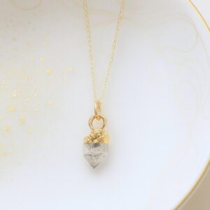 Raw Herkimer Diamond Pendant Necklace, April Birthstone Gift, Clear Crystal Charm Necklace, Herkimer Jewelry, Delicate Layering Necklace