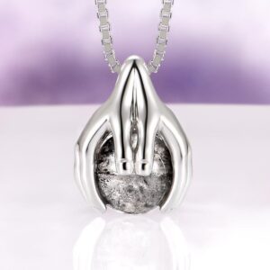 Salt And Pepper Diamond Necklace – Ethereal Hold Herkimer Diamond Pendant In 925 Sterling Silver, Rhodium Finish, Celestial Gift For Her Salt And Pepper Diamond Necklace – Ethereal Hold Herkimer Diamond Pendant In 925 Sterling Silver, Rhodium Finish, Celestial Gift For Her