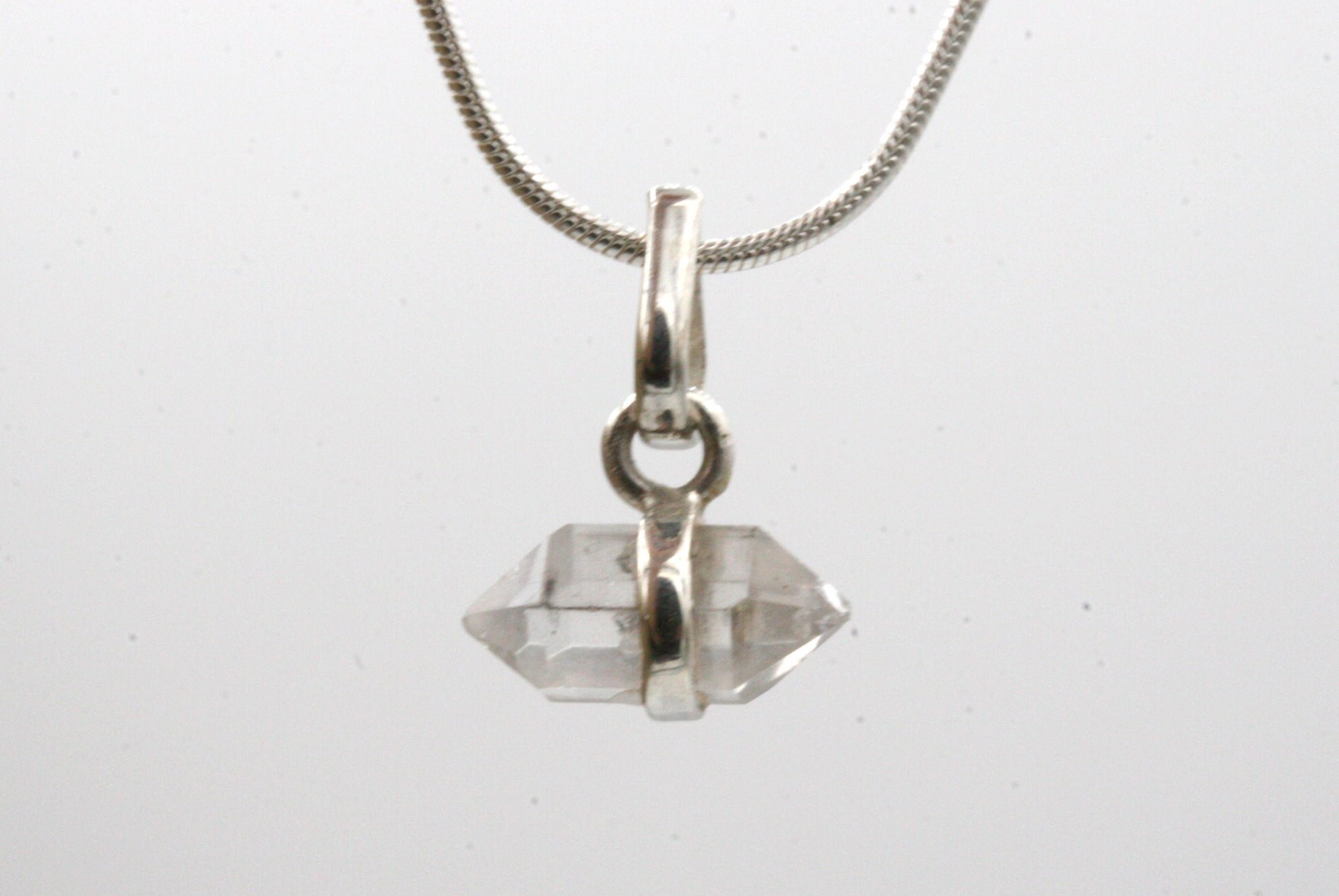 Sterling Silver Herkimer Diamond Necklace: Quartz Crystal Pendant
