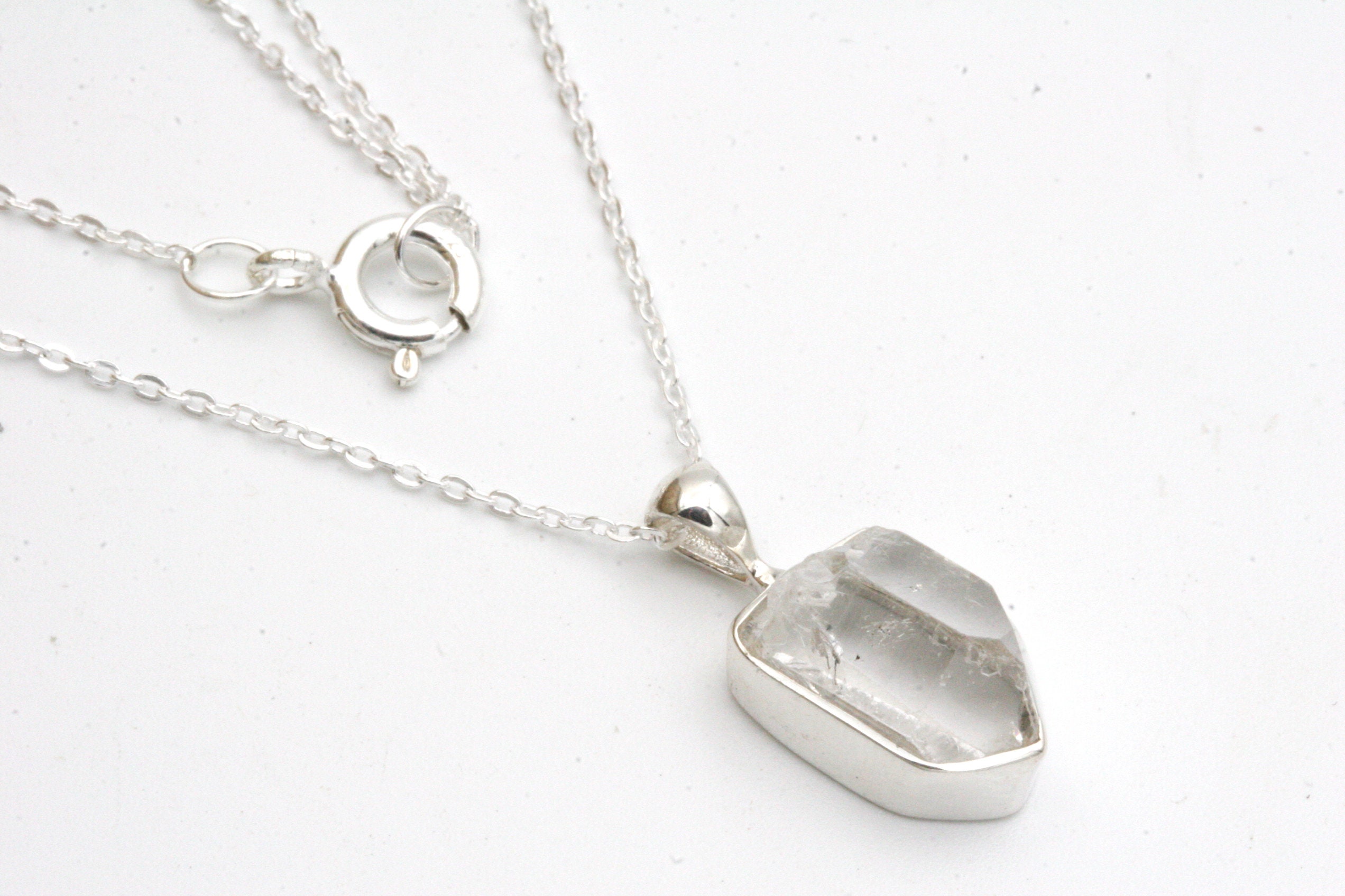 Herkimer Diamond Sterling Silver Pendant Necklace: Quartz Crystal Gift