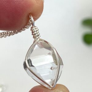 Herkimer Diamond Sterling Silver Pendant: Natural Ny Quartz Crystal Herkimer Diamond Sterling Silver Pendant: Natural Ny Quartz Crystal