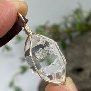 Sterling Silver Ny Herkimer Diamond Pendant: Natural Raw Quartz Crystal Necklace Sterling Silver Ny Herkimer Diamond Pendant: Natural Raw Quartz Crystal Necklace
