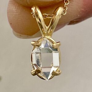 Water Clear Ny Herkimer Diamond Necklace 14k Gold Quartz Crystal Pendant Natural Double Terminated Aa+ Grade April Birthstone Necklace Water Clear Ny Herkimer Diamond Necklace 14k Gold Quartz Crystal Pendant Natural Double Terminated Aa+ Grade April Birthstone Necklace