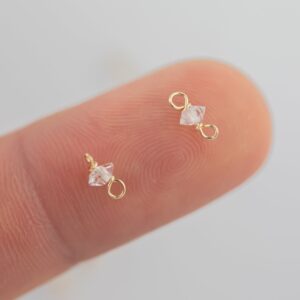 Gold filled or Sterling Silver Connector Clear Double Terminated Herkimer Diamonds Quartz Birthstone