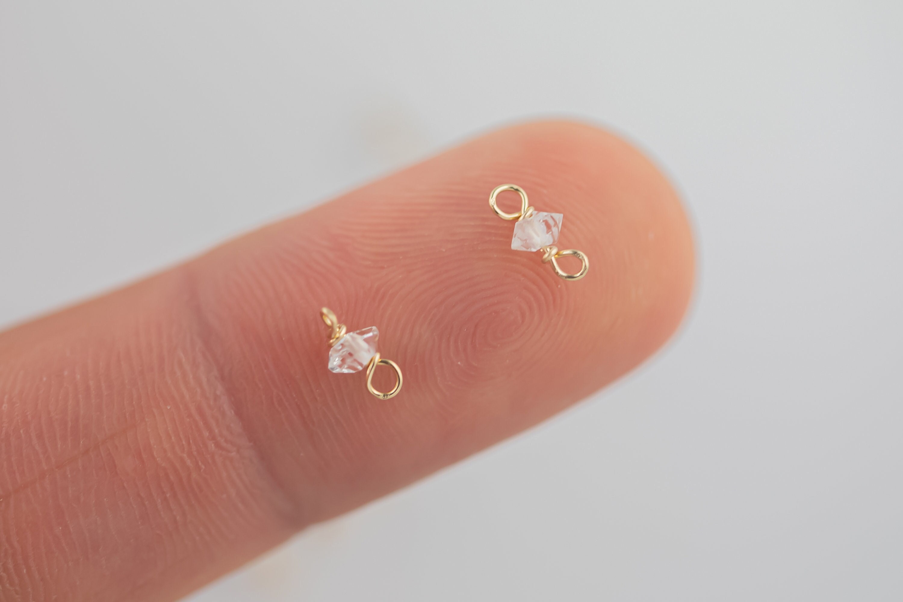 Gold Filled Or Sterling Silver Connector Clear Double Terminated Herkimer Diamonds Quartz Birthstone
