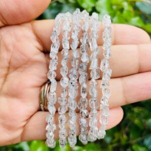Mini Raw Herkimer Diamond Point Bracelet With Silver Clasp And Extender