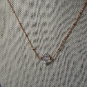 Herkimer Diamond Necklace~sterling Silver Or Gold Fill Satellite/bead Chain~natural, Double Terminated Quartz~april Birthstone~minimalist