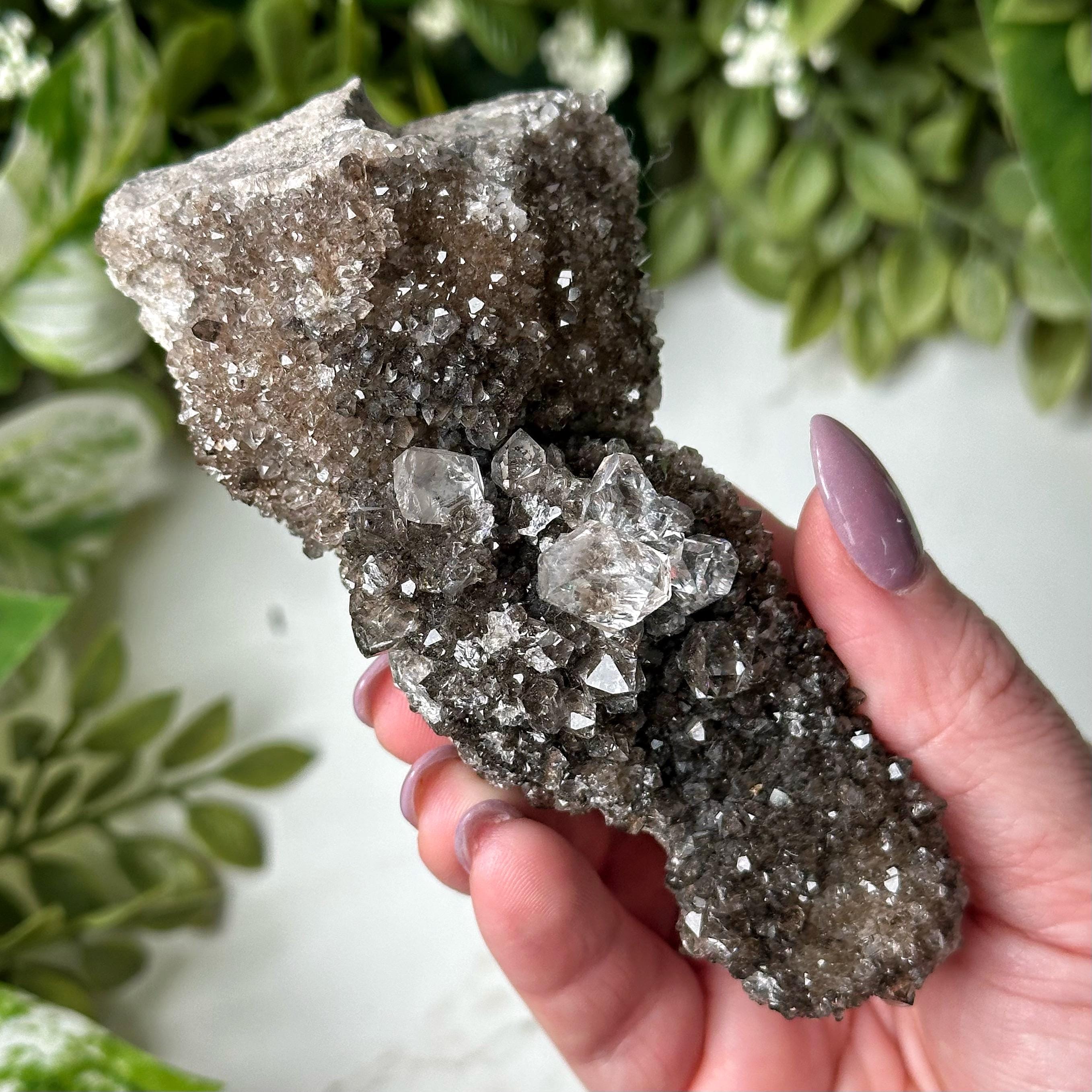 Black Herkimer Diamond | 153g | - #15 (raw Clear Crystal Specimen, Crown Chakra, Healing Stone, Clarity)