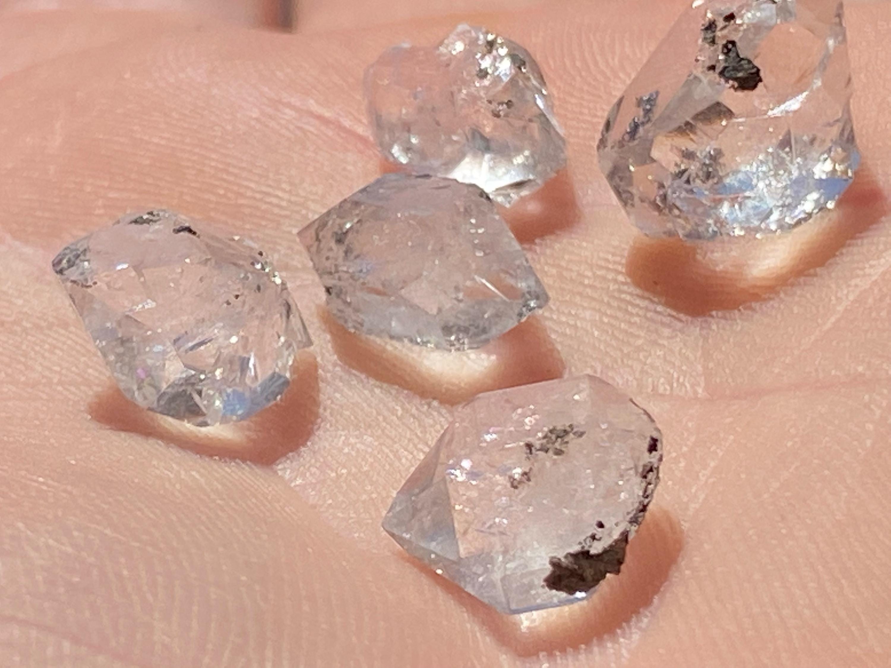 Herkimer Diamond Crystals Lot Of 5 Natural Mine Rough Ny Double Terminated Quartz Crystals Uncut